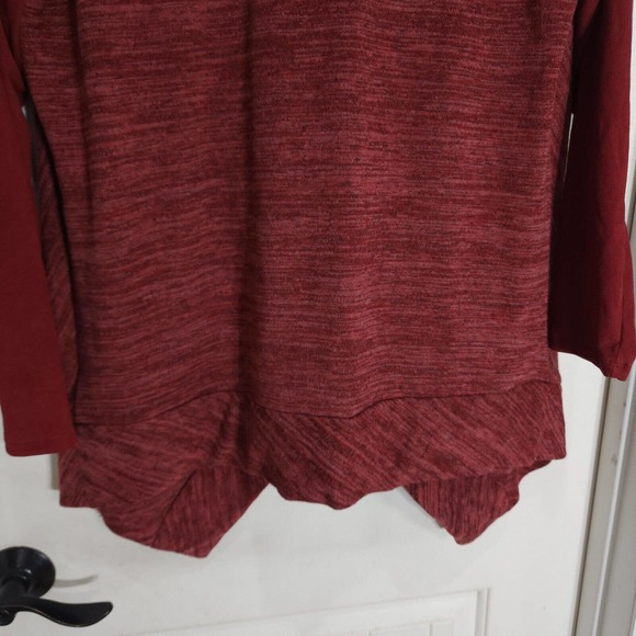 Logo Lori Goldstein Womens Jacket Red Heathered Ultrasuede Zip Up Hanky Tunic M - Picture 10 of 10